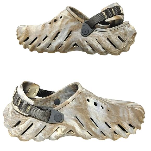 Crocs Echo Marbled Clogs Brown Cream Slingback Waterproof Shoes Womens US 7 - Picture 2 of 6